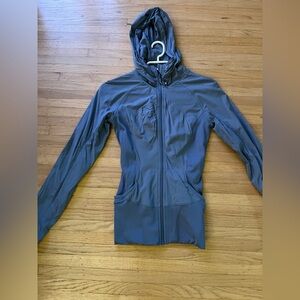 Size 4 define style jacket in slate blue.